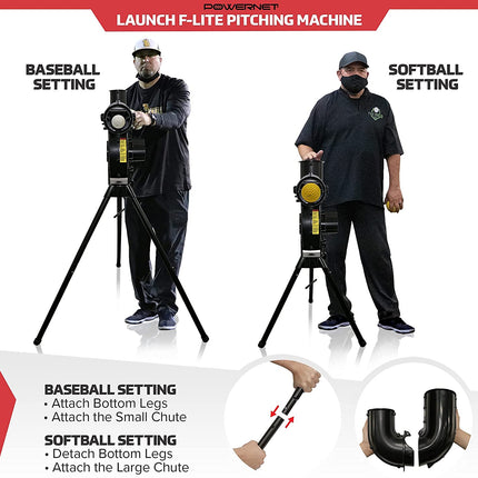 PowerNet Launch F-Lite Baseball and Softball Pitching Machine (1194) by Jupiter Gear