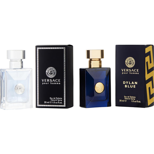 VERSACE VARIETY by Gianni Versace - 2 PIECE MENS VARIETY WITH VERSACE POUR HOMME & VERSACE DYLAN BLUE AND BOTH ARE EDT SPRAY 1 OZ - Men