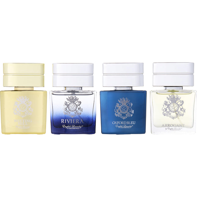 ENGLISH LAUNDRY VARIETY by English Laundry - 4 PIECE MENS VARIETY WITH NOTTING HILL & RIVIERA & OXFORD BLEU & ARROGANT AND ALL ARE EDP 0.68 OZ - Men