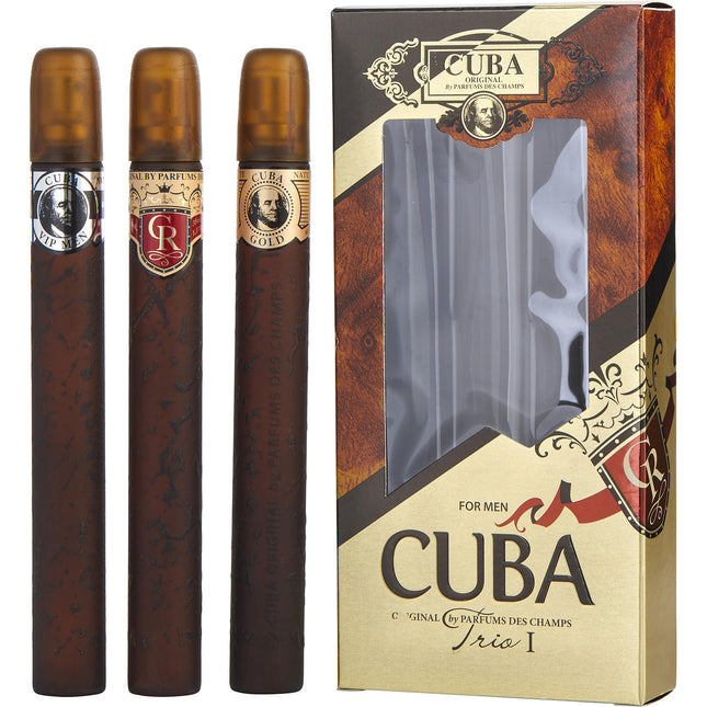 CUBA VARIETY by Cuba - 3 PIECE TRIO I WITH CUBA GOLD & VIP & ROYAL AND ALL ARE EDT SPRAY 1.17 OZ - Men
