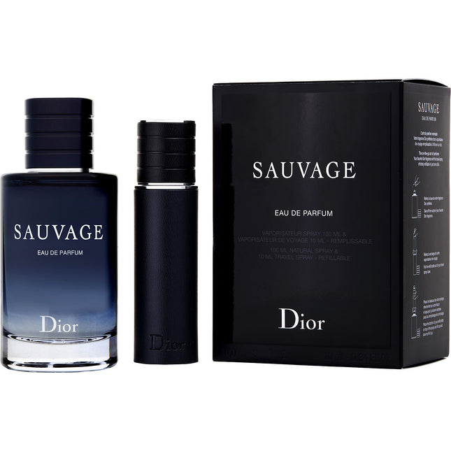 DIOR SAUVAGE by Christian Dior - EAU DE PARFUM SPRAY 3.4 OZ & EAU DE PARFUM SPRAY 0.33 OZ MINI - Men