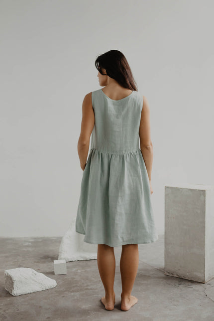 Linen sleeveless summer dress HAZEL by AmourLinen