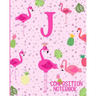 Composition Notebook J: Pink Flamingo Initial J Composition Wide Ruled Notebook