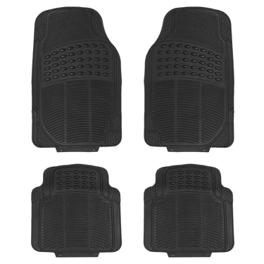 4-Pieces: Heavy Duty PVC Rubber Automotive Floor Mats with Trimmable Design