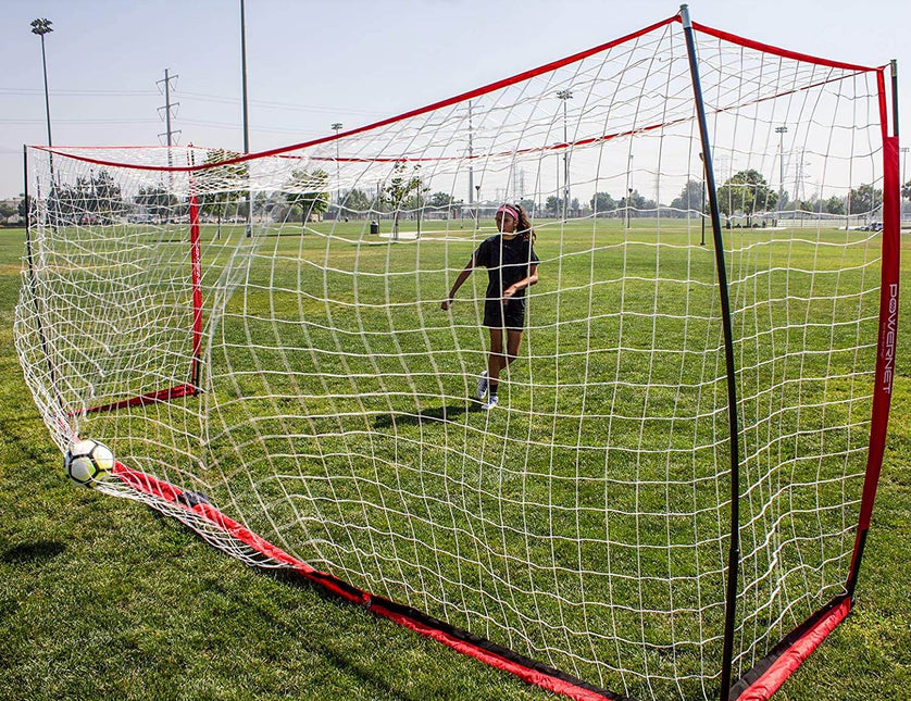 PowerNet Soccer Goal 18.5ft x 6.5ft Portable Bow Style Net + 1 Wheeled Carry Bag by Jupiter Gear