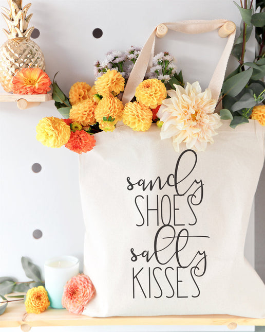 Sandy Shoes and Salty Kisses Cotton Canvas Tote Bag by The Cotton & Canvas Co.