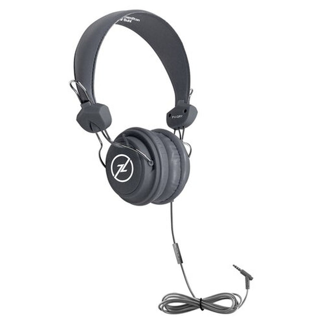 HamiltonBuhl Headset On Ear Favoritz with Mic Dura-Cord Grey 3.5mm by Level Up Desks