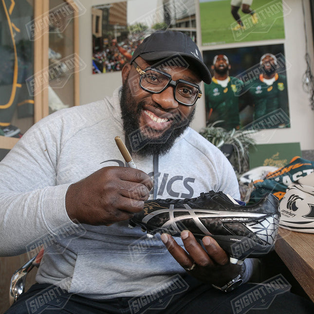 Authentically Signed Tendai "Beast" Mtawarira Lethel Speed ASICS Cleat by Signables