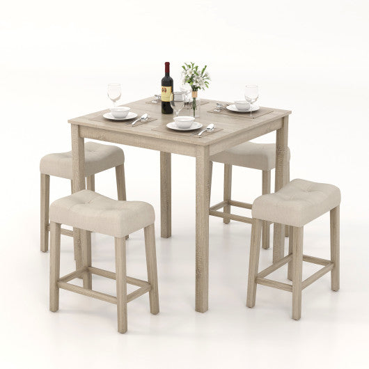 5 Pieces Bar Table Set with Square Table and 4 Padded Stools-Gray – VYSN
