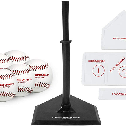 PowerNet Baseball T-Ball 8-Piece Coaching Bundle (6 Soft Core T-Balls, Tee Stand, Bases) (1136) by Jupiter Gear