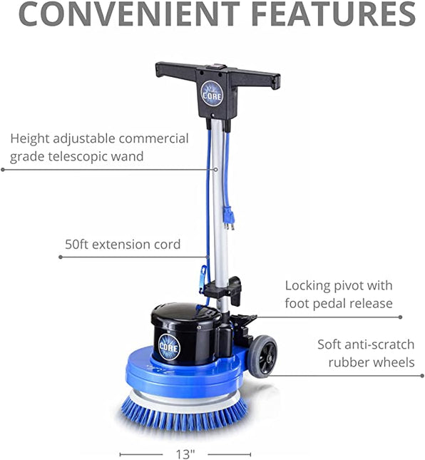 Prolux Core 13" Heavy Duty Commercial Polisher Floor Buffer Machine Scrubber and 5 Pads by Prolux Cleaners