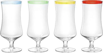 Hurricane Glasses, Large 17oz Pina Colada, Set of 4 Tropical Cocktail Tall Stemmed Crystal Glassware, Poco Grande Cups, Tulip Shaped for Bar Drinks, Daiquiri, Juice, Bloody Mary, Mai Tai, Cocktails by The Wine Savant