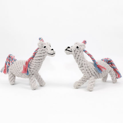 Luna the Unicorn Handmade Rope Toy by Knotty Pawz