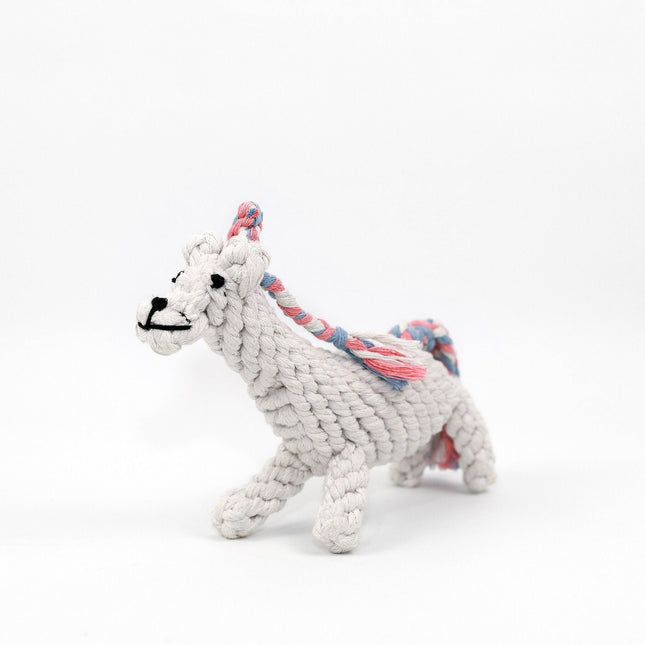 Luna the Unicorn Handmade Rope Toy by Knotty Pawz