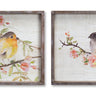 Wood Framed Watercolor Bird Plaque (Set of 2)