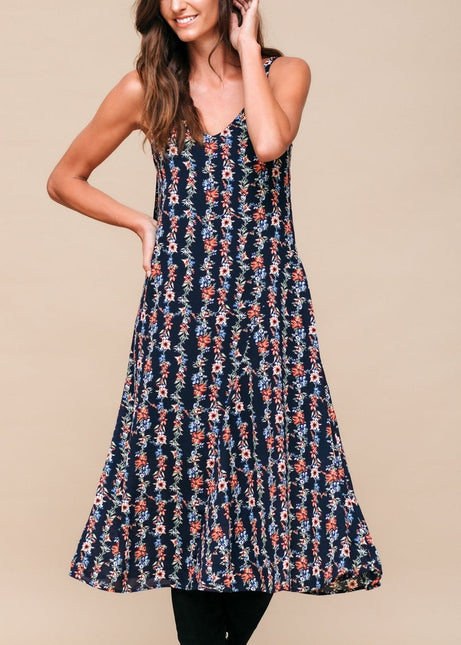 Floral V-Neck Sleeveless Maxi Dress by Shop at Konus