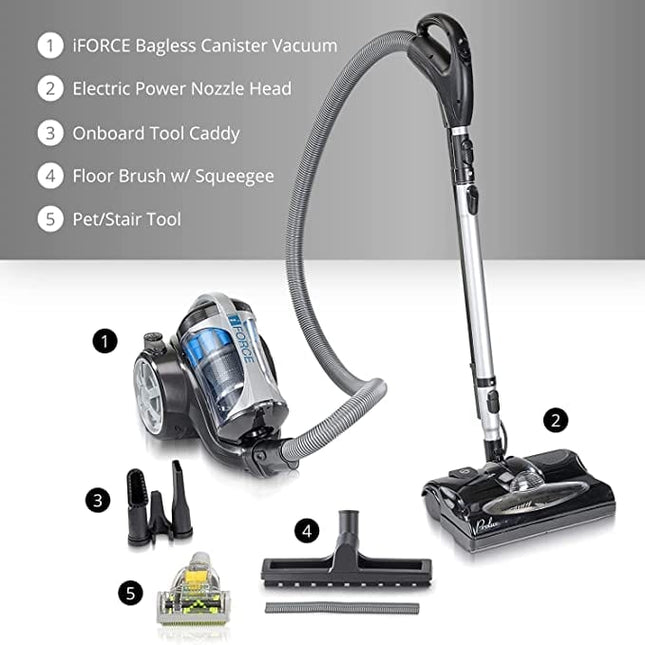 Prolux iFORCE Bagless Canister Vacuum Cleaner With 2 Stage Hepa Filtration & Power Nozzle by Prolux Cleaners