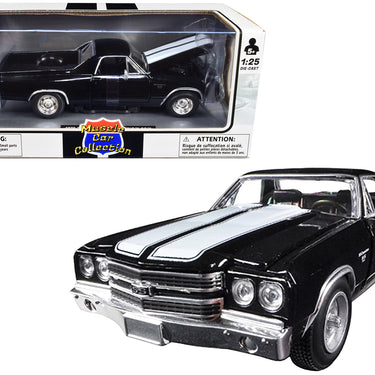 1970 Chevrolet El Camino SS Black with White Stripes "Muscle Car Collection" 1/25 Diecast Model Car by New Ray