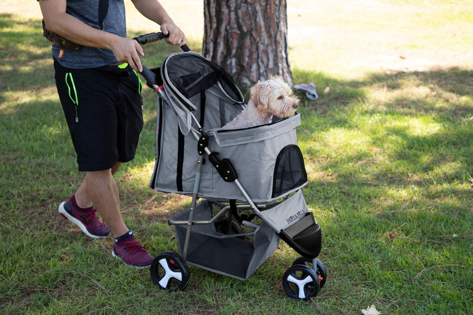 🐶 3 Wheel Elite Jogger Pet Stroller for Cat or Dog, Foldable, for Travel, Gray🐶 by Js House
