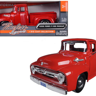 1956 Ford F-100 Pickup Red 1/24 Diecast Model Car by Motormax