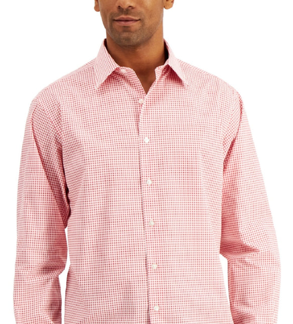 Club Room Men's Regular Fit Check Dress Shirt Red by Steals