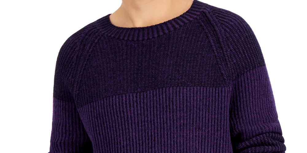 INC International Concepts Men's Plaited Crewneck Sweater Purple Size Medium by Steals