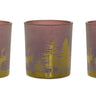 Glass Tea Light Holder with Woodland Scene (Set of 3)