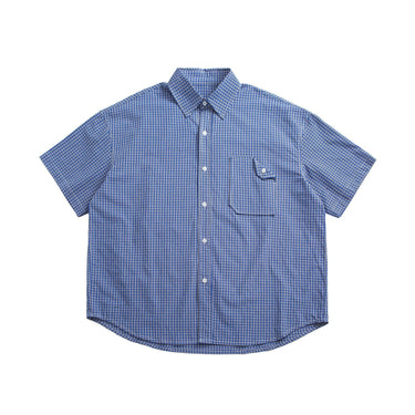 Checkered casual short sleeved shirt for men and women