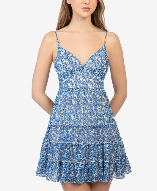 B Darlin Junior's Floral Print Tie Dress Blue by Steals