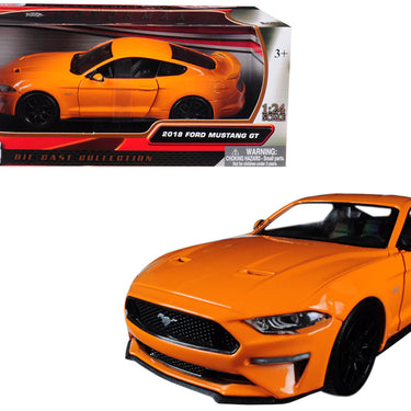 2018 Ford Mustang GT 5.0 Orange with Black Wheels 1/24 Diecast Model Car by Motormax