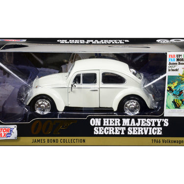 1966 Volkswagen Beetle White James Bond 007 "On Her Majesty's Secret Service" (1969) Movie "James Bond Collection" Series 1/24 Diecast Model Car by Motormax