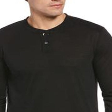 Perry Ellis Men's Henley Long Sleeve Pajama Shirt Black Size Small by Steals