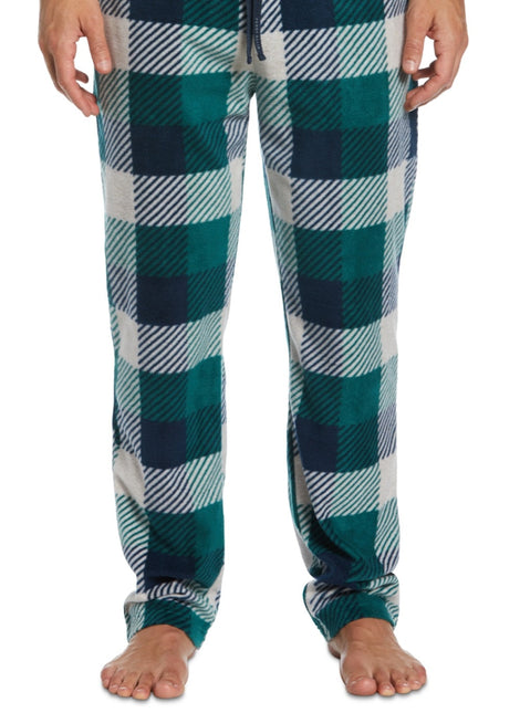 Perry Ellis Portfolio Men's Modern Buffalo Plaid Textured Fleece Pajama Pants Green Size X-Large by Steals