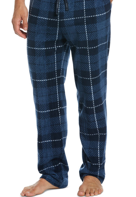 Perry Ellis Portfolio Men's Windowpane Plaid Textured Fleece Pajama Pants Blue Size Medium by Steals