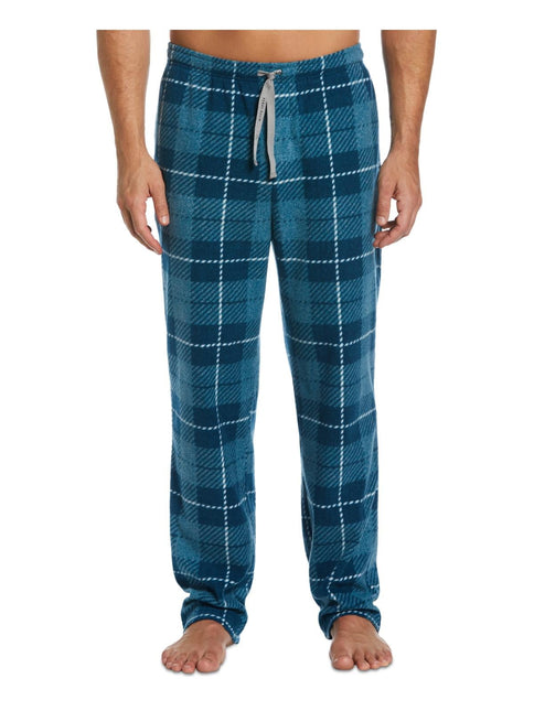 Perry Ellis Portfolio Men's Windowpane Plaid Textured Fleece Pajama Pants Blue Size X-Large by Steals