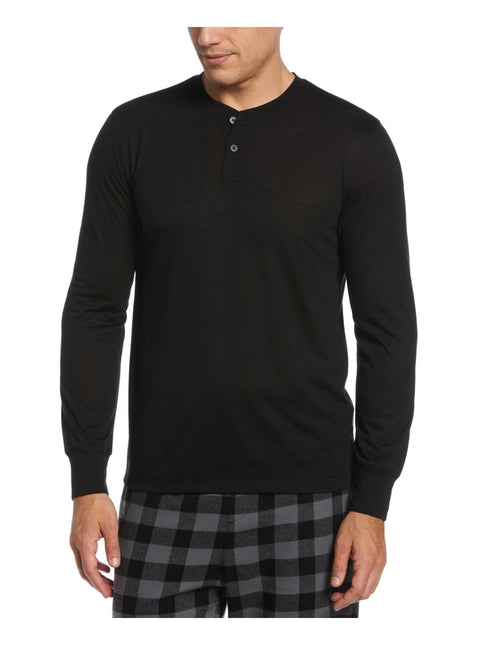 Perry Ellis Portfolio Men's Henley Thermal Sleep Shirt Black Size Medium by Steals