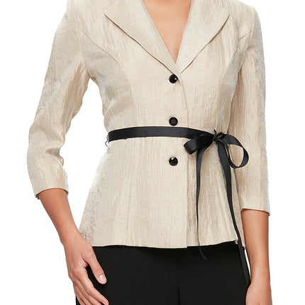 Alex Evenings Button Front Blouse with Tie Belt by Curated Brands