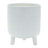 Ribbed Stone Footed Planter 7"H