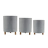 Iron Metal Planter with Geometric Design and Wood Legs (Set of 3)