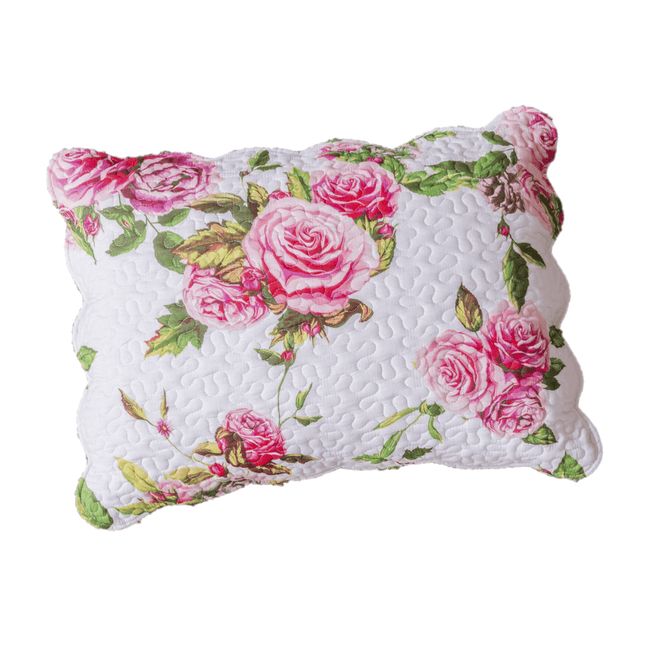 DaDa Bedding Romantic Roses Spring Floral Pink Scalloped Pillow Sham 1-Piece (JHW879) by DaDa Bedding Collection
