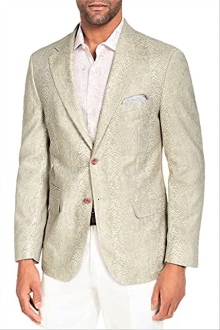 Tallia Men's Reptile Print 2 Button Suit Jacket Beige Size Large by Steals