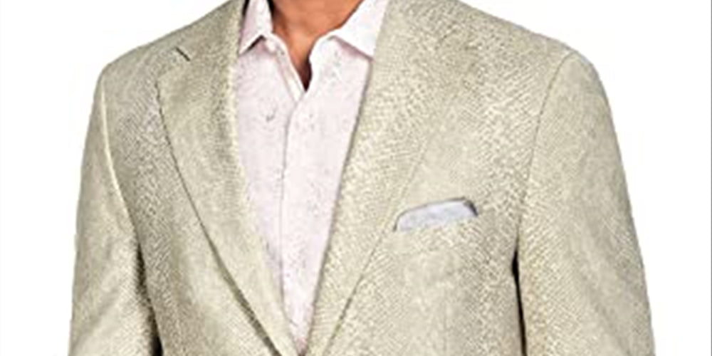 Tallia Men's Reptile Print 2 Button Suit Jacket Beige Size Large by Steals