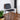 2-piece retro linen chair set with curved wooden backrest, cushioned seat, adjustable metal legs, (Black PU)