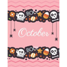 October: Boo boo Halloween pink cover and dotted pages, Extra large (8.5 x 11) inches, 110 pages, White paper