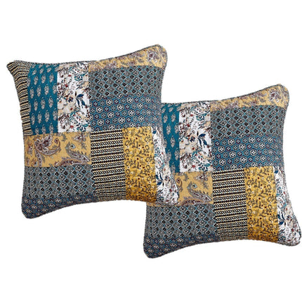 DaDalogy Bedding Set of 2 Honey Cove Floral Patchwork Throw Pillow Covers, 18" x 18" (JHW957) by DaDa Bedding Collection