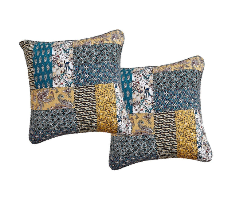 DaDalogy Bedding Set of 2 Honey Cove Floral Patchwork Throw Pillow Covers, 18" x 18" (JHW957) by DaDa Bedding Collection