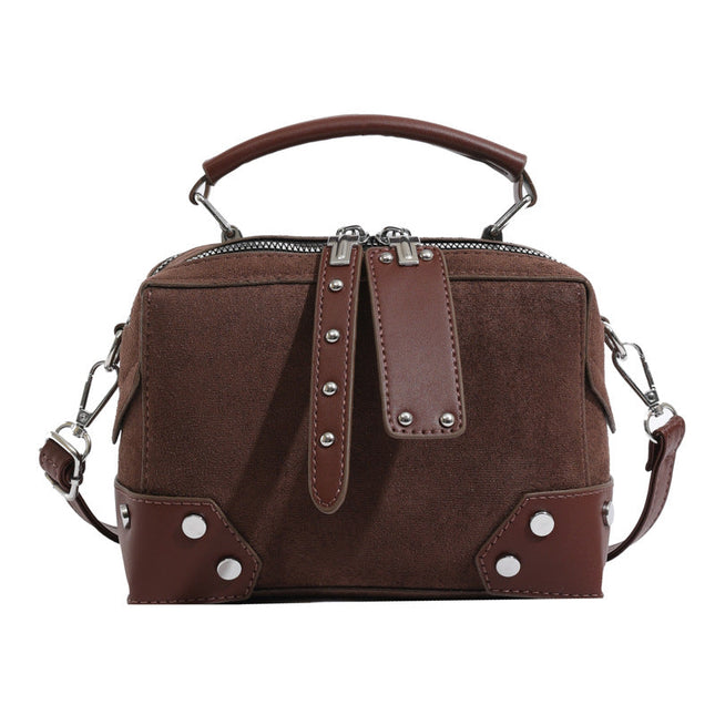 Leather and Suede Boho Shoulder Bag with Studs and Leather Detailing by Coco Charli