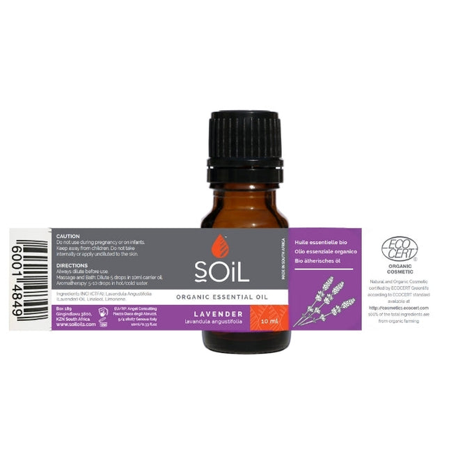 Organic Lavender Essential Oil (Lavandula Angustifolia) 10ml by SOiL Organic Aromatherapy and Skincare