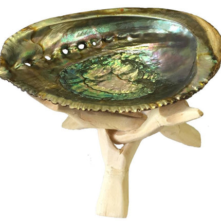 Abalone shell ash tray/ wooden Stand /  Sage by OMSutra