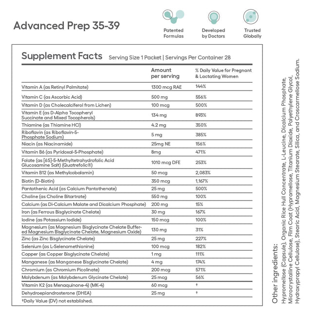 Advanced Prep Preconception Vitamins with DHEA for Women 35-39 by Ovaterra